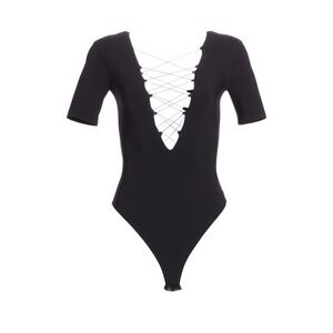 T by Alexander Wang Black Lace-Up Bodysuit